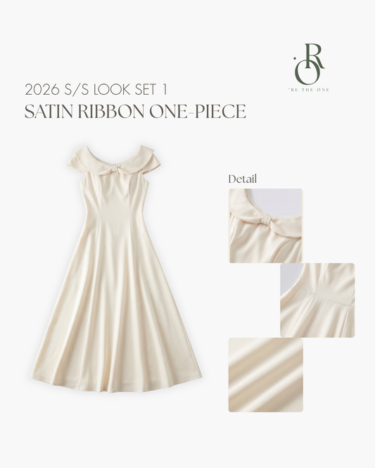 Summer Beige Ribbon One-piece